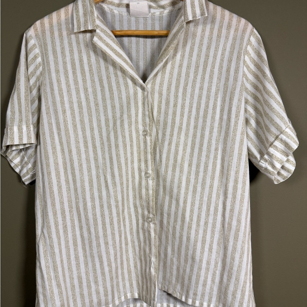 Haband Beige and White Striped Shirt